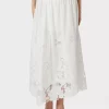 Yara Long Emb Skirt White - Neo Noir