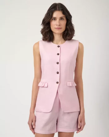 Yasagana Linen Blend Waiscoat Pink Lady - YAS