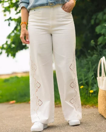 Colette Embroidery Pant Off White - Co ´Couture