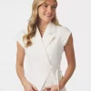 Salima Ramie Waist Coat Off White - Neo Noir