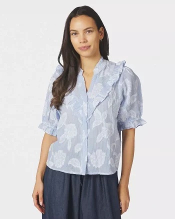 Manet Jacquard Blouse Light Blue - Neo Noir