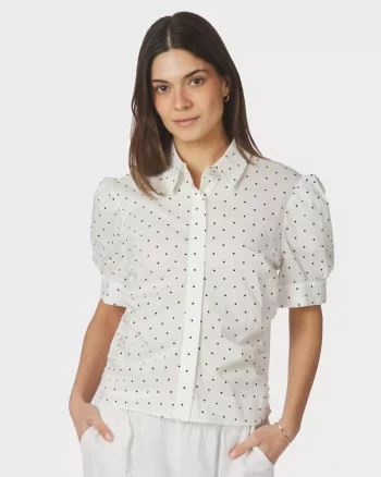 Frannie Dot Shirt Off White - Neo Noir