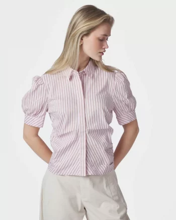 Frannie Structure Stripe Shirt Light Pink - Neo Noir