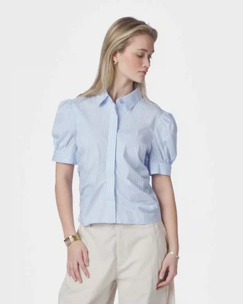 Frannie Soft Stripe Shirt Light Blue - Neo Noir