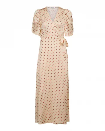Cambria Dot Wrap Dress Off White - Co´Couture