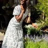 Shana Roisin EMB Print Dress Blue - Mbym