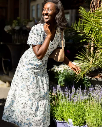 Shana Roisin EMB Print Dress Blue - Mbym