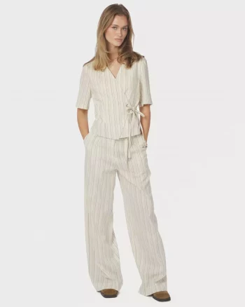 Malba Stripe Pants Natural - Neo Noir