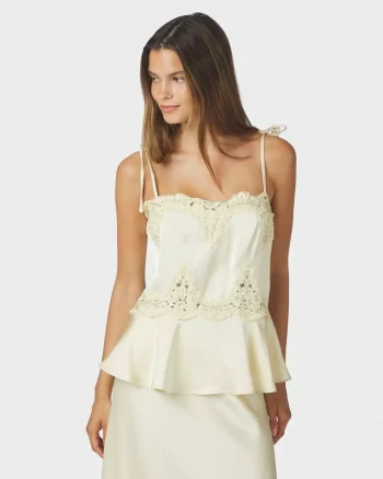 Kaela Heavy Sateen Lace Top - Neo Noir