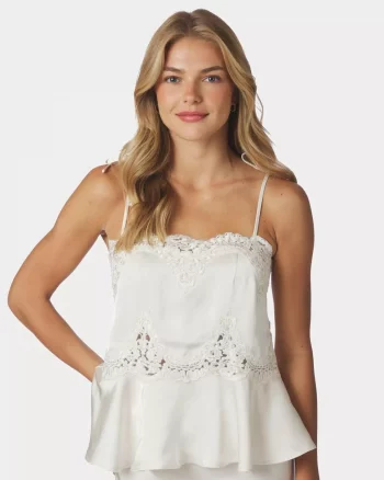 Kaela Heavy Sateen Lace Top Pearl - Neo Noir