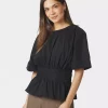 Annegret poplin Blouse Black - Neo Noir