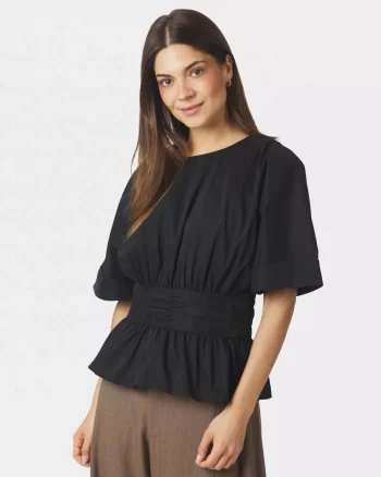 Annegret poplin Blouse Black - Neo Noir