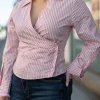 Gerri Shirt Pink Wine Stripe - Mbym