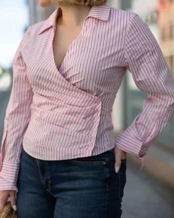 Gerri Shirt Pink Wine Stripe - Mbym