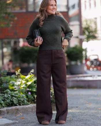 Paula Wide Pants Mole - Gestuz