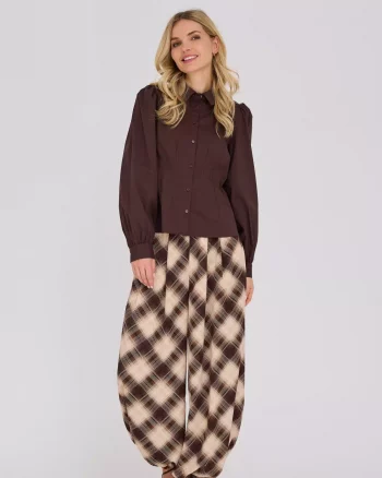 Malika Shirt Dark Brown - A-View