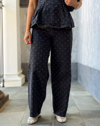 Derri Dot Jeans Mid Grey - Co’Couture