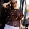 Dita Dot SS Blouse Dark Brown - Co ´Couture