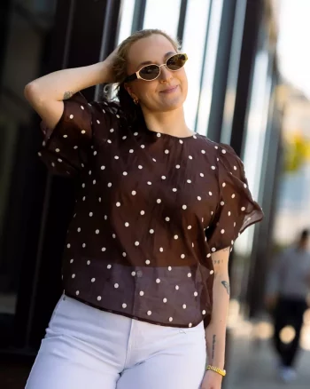 Dita Dot SS Blouse Dark Brown - Co ´Couture