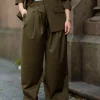 Olivia HW Pant Military Olive - Gestuz