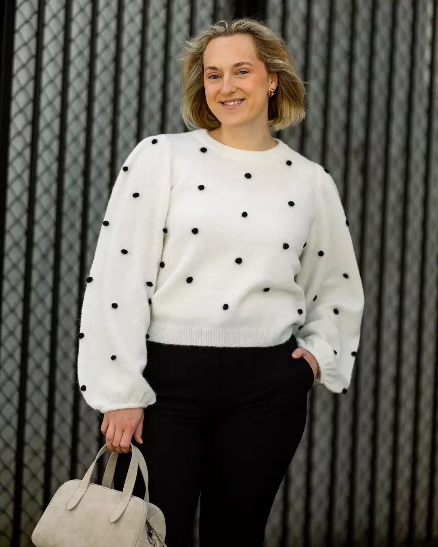 Alpha Dot Pullover Ivory - Gestuz