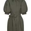 Serene Poplin Dress Army - Neo Noir