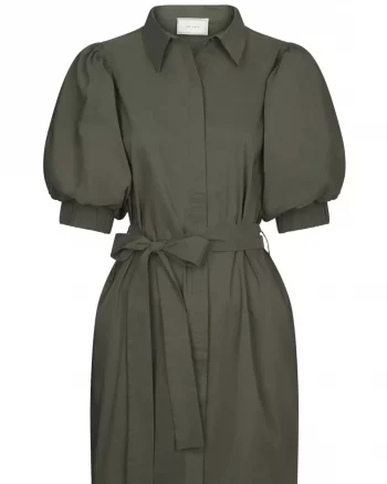 Serene Poplin Dress Army - Neo Noir