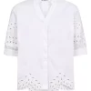 Poppy Emb V-Shirt White - Co’Couture