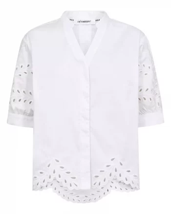 Poppy Emb V-Shirt White - Co’Couture