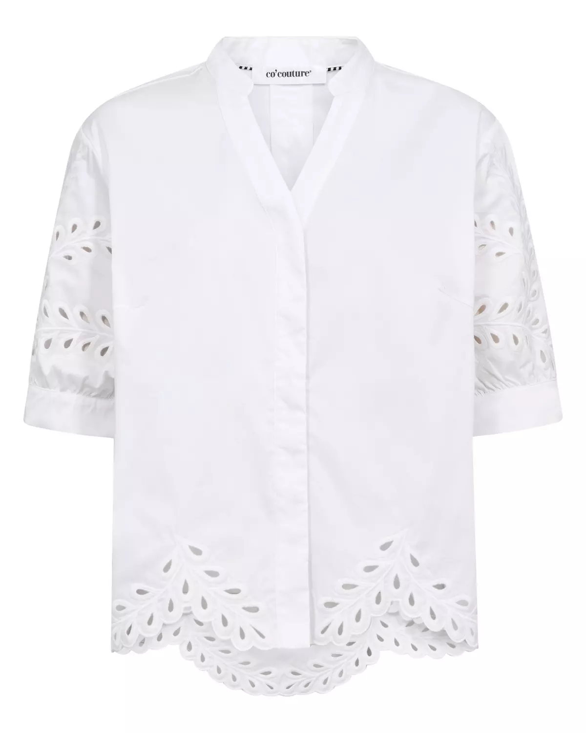 Poppy Emb V-Shirt White - Co’Couture