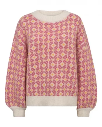 Stavanger Knit Pullover Off White/Pink - A View
