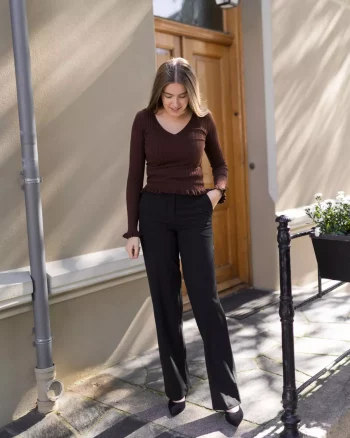Fabi Knit Blouse Brown - A-View