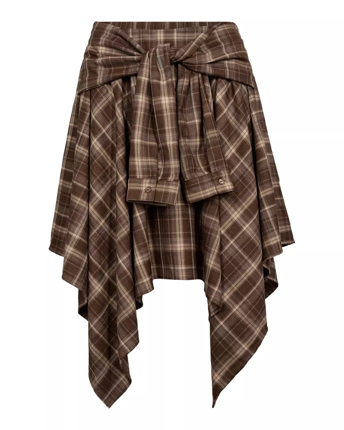 Dagny Check Tie Skirt Brown - Co’Couture
