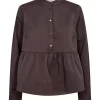 Poppy Flare Blouse Dark Brown - Co'Couture