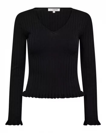 Fabi Knit Blouse Black - A-View