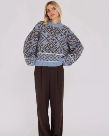 Luxana Knit Pullover Brown/Blue - A-View