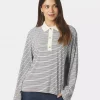 Lirenne Striped Polo Blouse Light Blue - Neo Noir