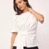 Oriane Pleat Tie Tee White - Co`Couture