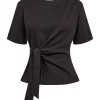 Oriane Pleat Tie Tee Black - Co`Couture