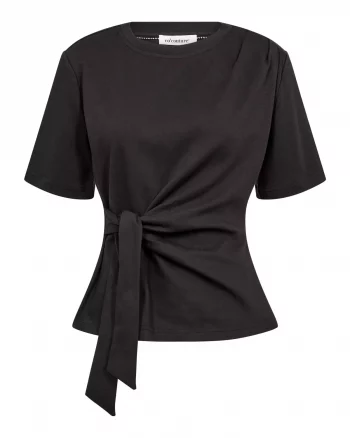 Oriane Pleat Tie Tee Black - Co`Couture