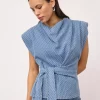 Anto Denim Pleat Top Light Denim - Co` Couture