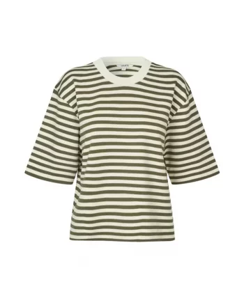 Emrys Tee Olive Sugar Stripe - Mbym
