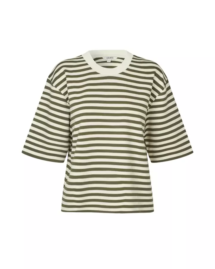 Emrys Tee Olive Sugar Stripe - Mbym