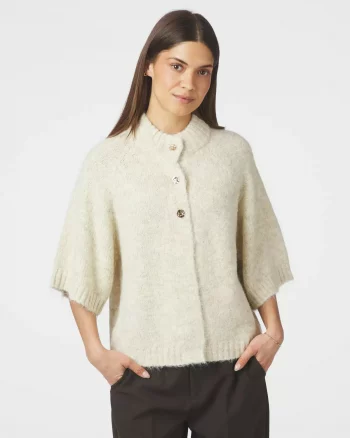 Benuta Fluffy Knit Cardigan Ivory - Neo Noir