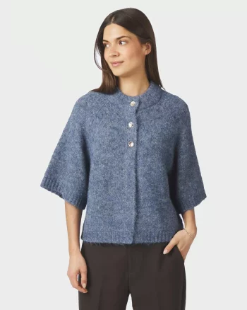 Benuta Fluffy Knit Cardigan Smoke Blue - Neo Noir