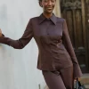 Jacinda Shirt Black Coffee - Urban Pioneers
