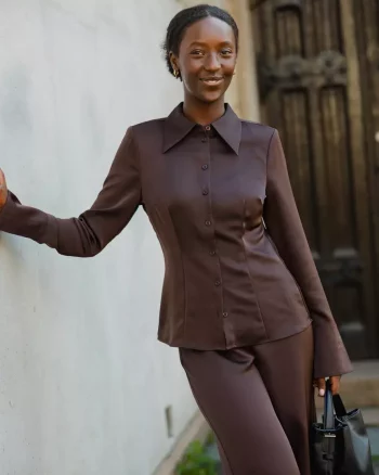 Jacinda Shirt Black Coffee - Urban Pioneers