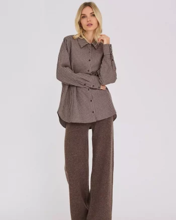 Sonja Check Shirt Dark Brown - A-View