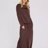 Sinda Drape Blouse Dark Brown - A-View
