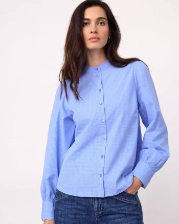 Elona Check Shirt Pale Blue - Co'Couture